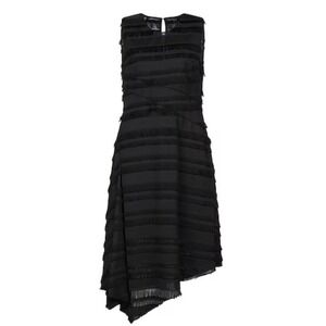 SEVENTY Italian Designer Asymmetric Fringe Flapper Retro Luxe Dress Sz 40 (US 4)